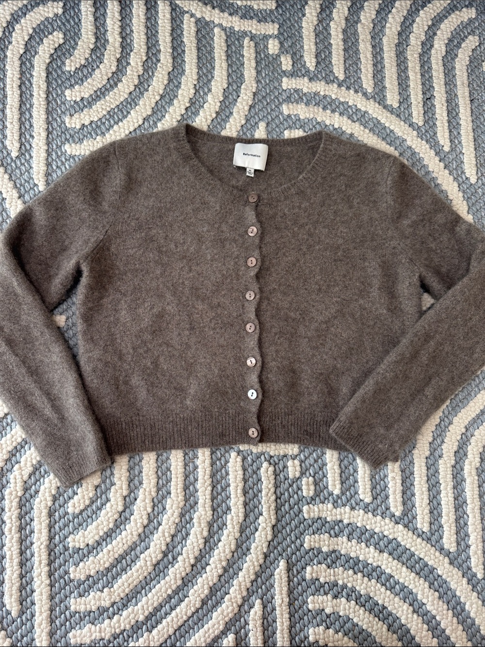 Reformation 100% Cashmere Cropped Cardigan Brown Taupe XL